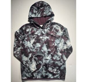 Under Armour ColdGear Hoodie Youth XL Gray Purple Camo Pullover Boys Loose Fit